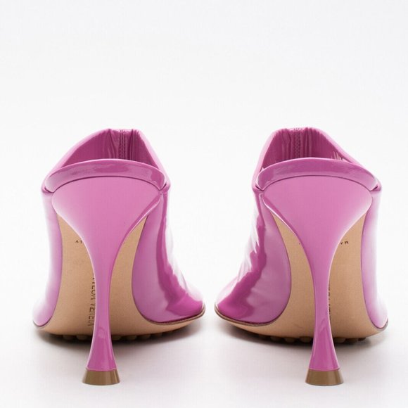 NEW in Box Bottega Veneta EU36 US 6 Supergloss Leather Mule Heel Pink Dot Sock - Picture 4 of 9